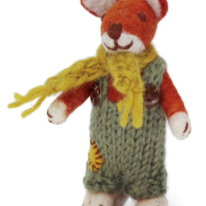 Felt Small Boy Fox w/Green Pants & Ochre Scarf