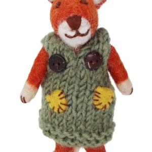 Felt Small Girly Fox w/Green Dress