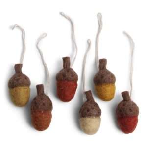 Acorn Ornaments, rusty red, set of 6