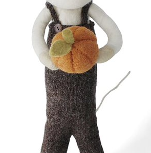X-Large White Boy Mouse w/Pumpkin and Brown Pants