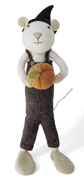 X-Large White Boy Mouse w/Pumpkin and Brown Pants