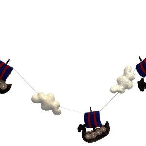 Felt Garland, Viking Ship, Danish flag