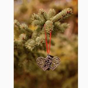 Pewter Ornament- Double Rosemaling Heart