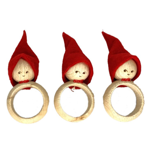 Wood Santa Napkin Ring, 3/pkg