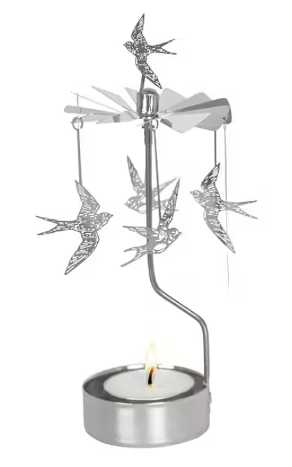 Rotary Candleholder Swallow, silver