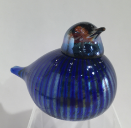 Glass Willow Bird, Blue/Silver