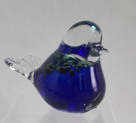 Glass Bird "Chick" Blue