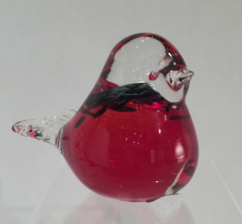 Glass bird "chick" red