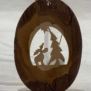 Bark Oval Ornament, Moose
