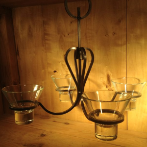 Chandelier w/ 4 'Leif' glass cups