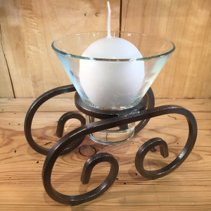 Iron Candleholder w/1 "Leif" glass cup