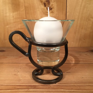 Danish Iron Coffee Cup w/1 'Leif' glass cup