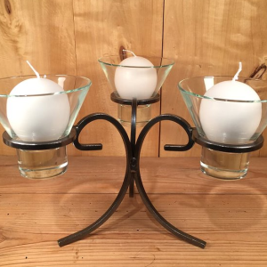 Danish Iron Tripod holder w/ 3 'Leif' glass cups